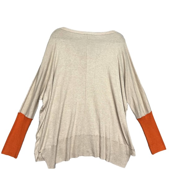 Vertical Design Women’s Dolman Tan/Orange Long Sleeve Sweater Top ~Size Large - Picture 2 of 14